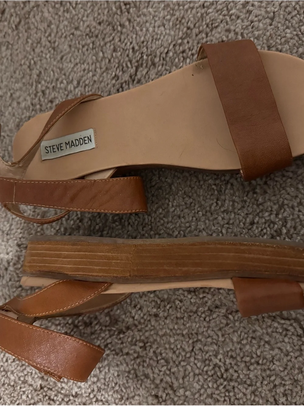 Steve Madden Tan Brown Block Heel Sandals